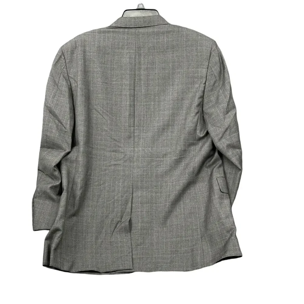 Vintage Hickey Freeman Suit Jacket Mens 44R Gray Loro Piana Tasmanian Super 130s
